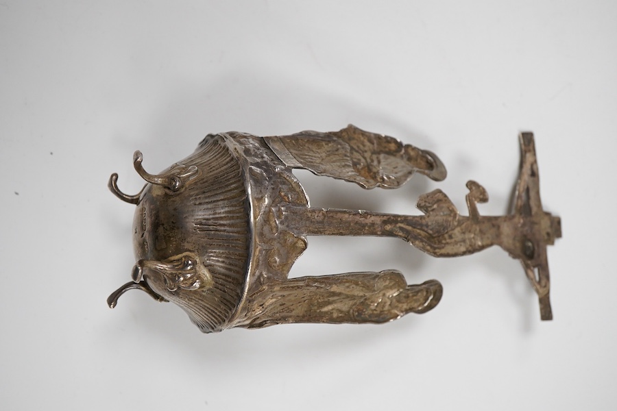 A late 19th century continental silver stoup, import marks for Berthold Muller, London, 1897, height 16.2cm, 106 grams.